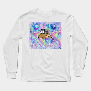 Little Raccoon and Sloth Rainbow Hologram Long Sleeve T-Shirt